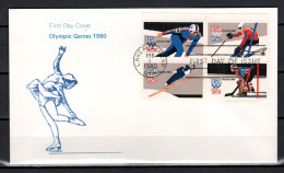 USA 1980 Olympic Games Lake Placid Set Of 4 On FDC - Hiver 1980: Lake Placid