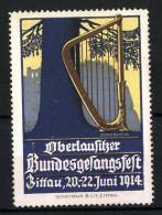 Künstler-Reklamemarke Schorisch, Zittau, Oberlausitzer Bundesgesangsfest 1914, Harfe Und Baum  - Erinnophilie