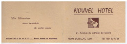 Carton Publicitaire - LOT - SOUILLAC - Nouvel Hôtel - Avenue Du Général De Gaulle - Publicités