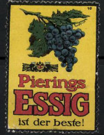 Reklamemarke Pierings Essig Ist Der Beste!, Weinrebe Und Wappen  - Erinnophilie