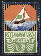 Reklamemarke Augsburg, Rabatt-Spar-Verein, Segelboot  - Erinnofilie