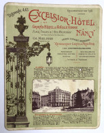 Ancienne Carte Publicitaire + Plan Excelsior Hôtel Grand Hôtel D'Angleterre Charles Maujean - Nancy Place Thiers - Publicités