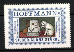 Reklamemarke Hoffmann's Silber-Glanz-Stärke, Hochfeinstes Galnz-Stärke-Produkt, Katze Spiegelt Sich In Einem Becher  - Erinnophilie