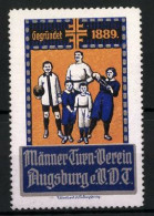 Reklamemarke Männer Turn-Verein Augsburg E.V.D. T., Gegr. 1889, Sportler  - Erinnofilie
