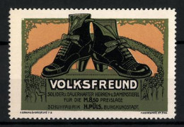 Reklamemarke Schuhfabrik H. Püls, Burgkundstadt, Volksfreund - Solider Und Dauerhafter Herren- Und Damenstiefel  - Erinofilia