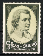 Reklamemarke Portrait Des Komponisten Mozart, Glass-Pianos, Heilbronn A. N.  - Erinnophilie