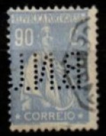 PORTUGAL  -   1917.   Y&T N° 252 Oblitéré .  Cérès .  Perforé / Perfin.BNU - Usado