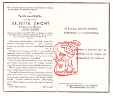 DP Juliette Dhont ° Gent 1895 † 1950 X Louis Godin // Schouten Vandoorne - Images Religieuses