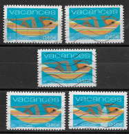 France 2002 Oblitéré N° 3494   " Autoadhésif  N° 33  - Vacances ( 5 Exemplaires )  Avec Nuances Sur Les Jambes - Used Stamps