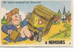 77 Nemours, Carte Système, Garçon Avec Valise - Nemours