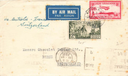 COVER. NEW ZEALAND. BY AIR MAIL. AUCKLAND TO BERNE SWITZERLAND. VIA AUSTRALIA - Covers & Documents