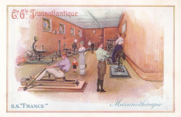 Art Card Fitness Rameur Aviron Musculation  Mecanotherapie Sur Paquebot " France " Shipping C.G.T. - Autres & Non Classés