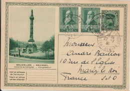 BELGIQUE - 1930 - CP ENTIER ILLUSTREE BILDPOSTKARTE (COLONNE DU CONGRES) De BRUXELLES => MARLY LE ROI - Postcards 1909-1934