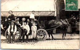 76 MOULINEAUX - CARTE PHOTO - Attelage Devant Le Cafe LAUNAY  - Autres & Non Classés