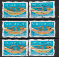 France 2002 Oblitéré N° 3494   " Autoadhésif  N° 33  - Vacances ( 6 Exemplaires )  Avec Nuances Sur Les Jambes - Used Stamps