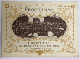 Rare Programme Concert 1910 Harmonie Du Planteur De Caïffa 13 Rue Joanès - Fanfare Musique - Place De La Nation Paris - Programs
