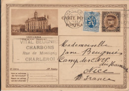 BELGIQUE - 1933 - CP ENTIER ILLUSTREE BILDPOSTKARTE (VERVIERS) De CHARLEROI => NICE - Postcards 1909-1934