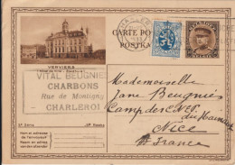 BELGIQUE - 1933 - CP ENTIER ILLUSTREE BILDPOSTKARTE (VERVIERS) De CHARLEROI => NICE - Postkarten 1909-1934