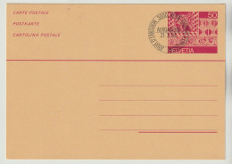 Schweiz Ganzsache 1984 Helvetia 50 Rp. Postkarte Fassadenmalerei, Ersttagsstempel Bern, Siehe 2 Scans - Postwaardestukken