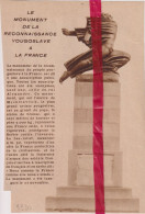 Monument De La Reconnaissance Yougoslave à La France - Orig. Knipsel Coupure Tijdschrift Magazine - 1930 - Non Classés