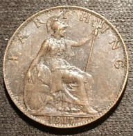 GRANDE BRETAGNE - 1 FARTHING 1917 - George V - 1ère Effigie - KM 808.1 - B. 1 Farthing