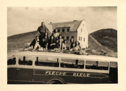 Col De L'aubisque * Autobus FLECHE BLEUE Et Café Châlet * Autocar Bus Car * Photo Ancienne 9.5x7cm - Andere & Zonder Classificatie