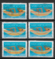 France 2002 Oblitéré N° 3494   " Autoadhésif  N° 33  - Vacances ( 6 Exemplaires )  Avec Nuances Sur Les Jambes - Used Stamps