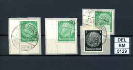 DEL-BM5129, Deutsches Reich, 4 Einzelmarken Aus Zusammendrucke Hindenburg, O, WK 45 - Zusammendrucke
