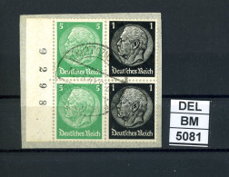 DEL-BM5081, Deutsches Reich,  Zusammendrucke Hindenburg, O, W59, SR - Se-Tenant