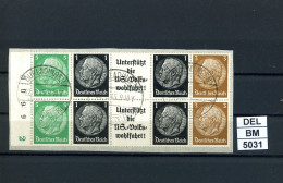 DEL-BM5031, Deutsches Reich,  Zusammendrucke Hindenburg, O, EG-Str. 2, SR - Se-Tenant