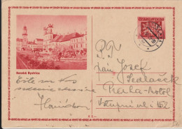 TCHECOSLOVAQUIE - 1945 - CP ENTIER ILLUSTREE BILDPOSTKARTE (BANSKA BYSTRICA) De BRATISLAVA => PRAGUE - Cartoline Postali