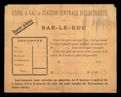 BULLETIN - USINE A GAZ ET STATION CENTRALE D'ELECTRICITE DE BAR-LE-DUC (MEUSE) - Electricity & Gas