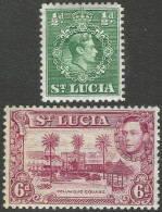 St Lucia. 1938-48 KGVI. ½d, 6d MH.  SG 128a, 134b Etc. M5068 - St.Lucia (...-1978)