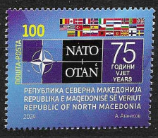 NMK 2024-06 75A°NATO, NORTH MACEDONIA, 1v, MNH - Macédoine Du Nord