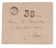 77 SEINE ET MARNE BRAY SUR SEINE Env Vide TAD Type 15 Du 26/04/1855  Taxe 30 DT SUP - 1877-1920: Semi Modern Period