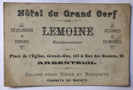 Ancienne Carte Publicitaire + Horaires Des Trains 1919 - Hôtel Du Grand Cerf Lemoine ARGENTEUIL - Advertising
