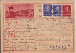 ROUMANIE - 1942 - CP ENTIER ILLUSTREE BILDPOSTKARTE (BUCURESTI) De STRAJA-BUCOVINA CACHET VIOLET ! => PARIS Avec CENSURE - Postal Stationery