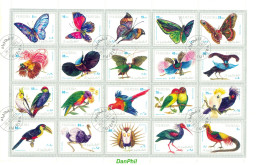 Fujeira 1972 Mi#1160-1179 "Exotic Butterflies & Birds" - Gest. CTO - Papagayos
