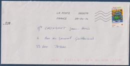 Croix Rouge "Dessine La Planète Aux Couleurs De La Vie" Seul Sur Lettre Adhésif N°238 Le 28 04 14 - Lettres & Documents