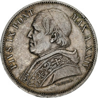 États Italiens, PAPAL STATES, Pius IX, 5 Lire, 1870, Rome, Argent, TTB, KM:1385 - Vaticaanstad