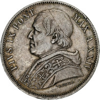 États Italiens, PAPAL STATES, Pius IX, 5 Lire, 1870, Rome, Argent, TTB, KM:1385 - Vatikan