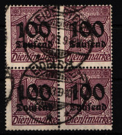 Deutsches Reich Dienstmarken 92 Gestempelt 4er Block, Geprüft Infla BPP #HJ772 - Officials