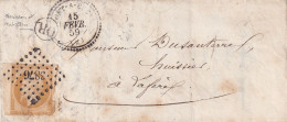 LETTRE. 15 FEVR 59 . N° 13. PERLÉ T22. PONT A BUCY. AISNE. ORIGINE RURALE OR = NOUVION ET CATILLON. POUR LA FERE - 1849-1876: Klassieke Periode