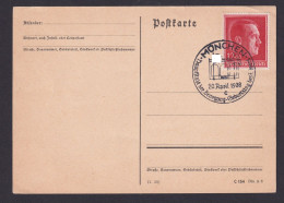 München Deutsches Reich Postkarte SSt Hauptstadt D. Bewegung Geburtstag - Covers & Documents