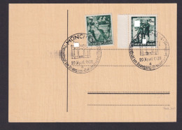 München Deutsches Reich Postkarte Bogenrand MIF SSt Hauptstadt D. Bewegung - Storia Postale
