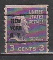 Etats Unis -  USA Préoblitéré 1938 Y&T N°PREO372 - Michel N°V414 (o) - 3c T Jefferson. New York - Préoblitérés