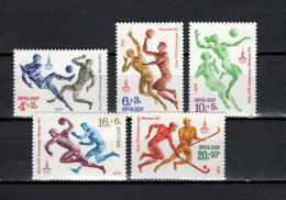 USSR Russia 1979 Olympic Games Moscow, Football Soccer, Basketball, Volleyball, Handball, Hockey Set Of 5 MNH - Estate 1980: Mosca