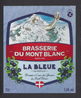 Etiquette De Bière Bleue Aux Myrtilles  -  Brasserie Du Mont Blanc à La Motte Servolex   (73) - Bier