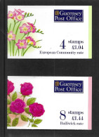 Guernsey 1997 MNH Flower Booklets SB56 Freesia & SB57 Rose - Guernesey