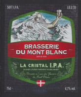 Etiquette De Bière Cristal IPA  -  Brasserie Du Mont Blanc à La Motte Servolex   (73) - Bière